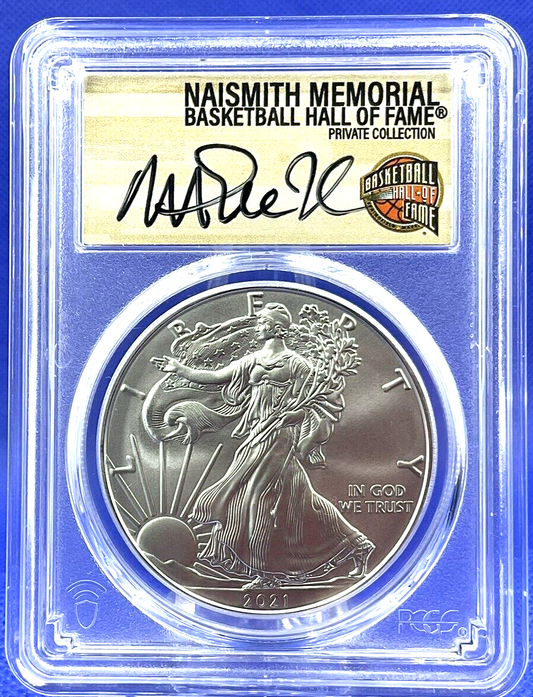 🏀 2021 (P) MAGIC JOHNSON AUTOGRAPH  .999 $1 Silver Eagle PCGS MS70 FDOI POP 21