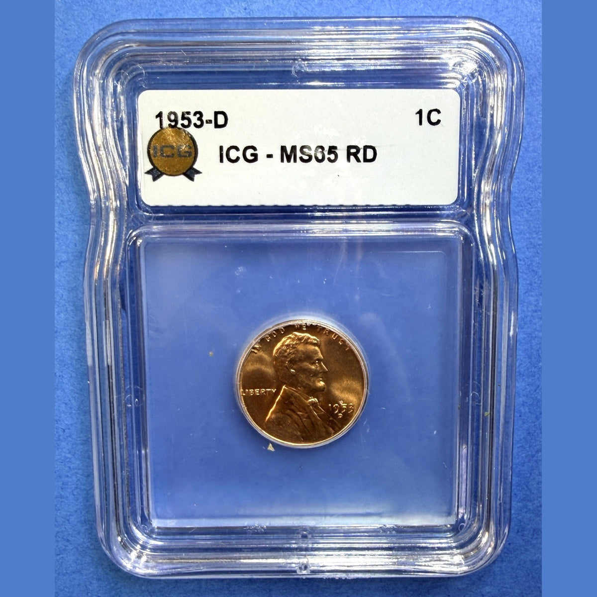 1953-D Lincoln Wheat Cent ICG MS65 RD Full Red Denver Mint Penny Certified Coin