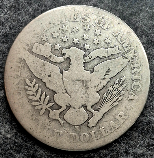 1901 S Barber Half Dollar 50c Good Features, Harder Semi-Key Date