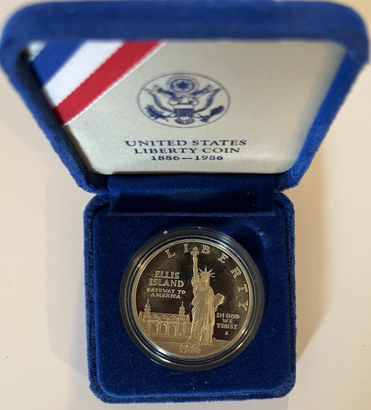 1986-S  ELLIS ISLAND 90% SILVER DOLLAR Gem Proof Sharp Strike Coin