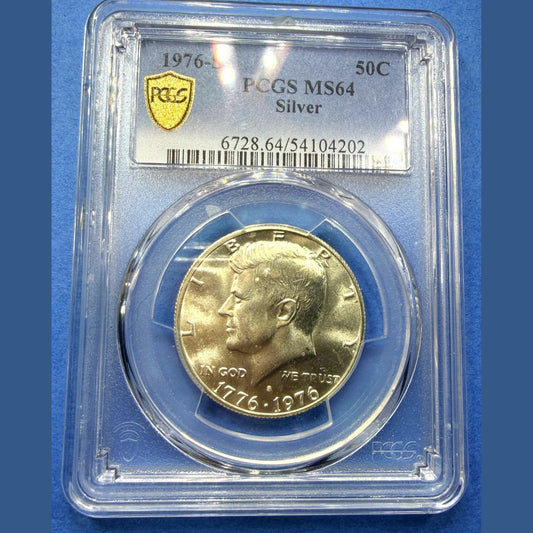 1976-S Kennedy Half Dollar 40% Silver PCGS MS64 Bicentennial Gold Shield 50C