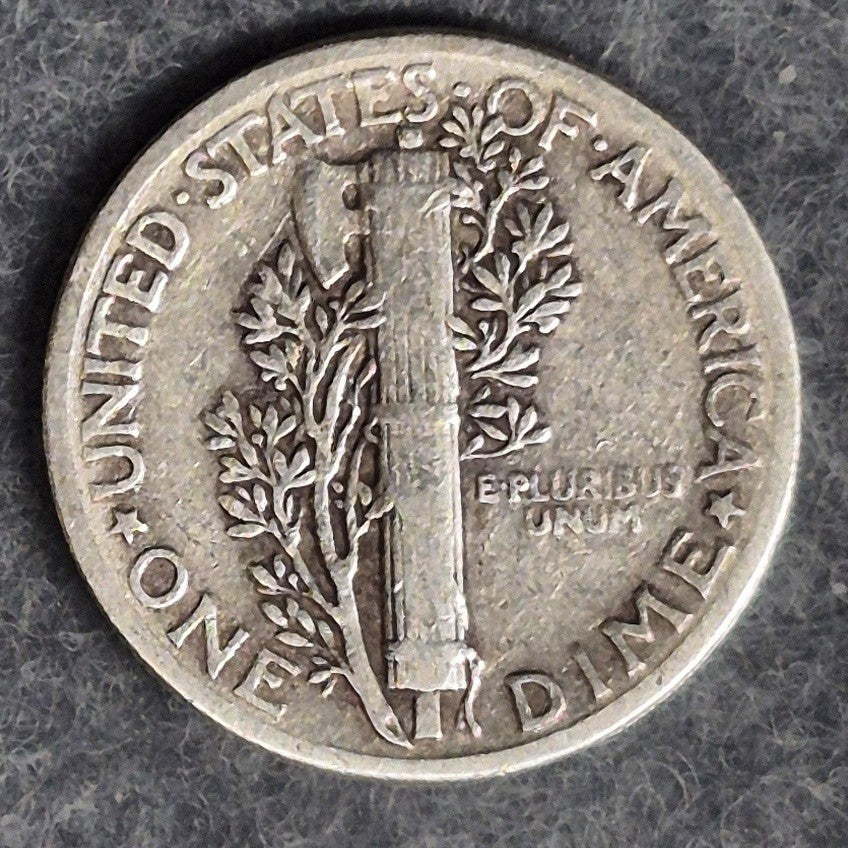 1943 P Mercury Dime 10C 90% Silver Philadelphia WWII Winged Liberty Very Fine