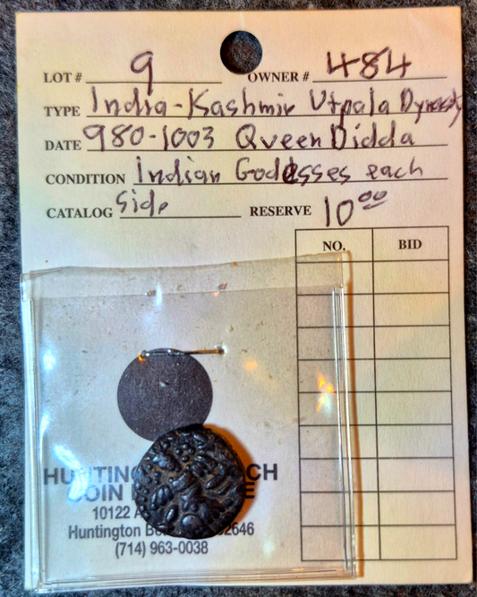 Utpala Dynasty Kashmir QUEEN DIDDA RANI 855-1003 AD Ancient Indian Copper Stater