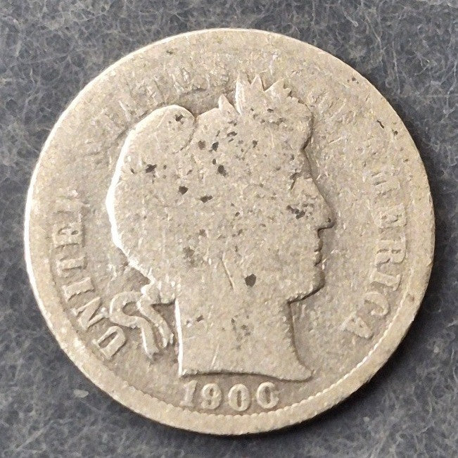 1900-O Barber Dime 10C 90% Silver New Orleans Mint Low Mintage 2.01M Good