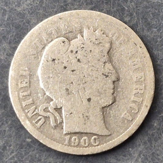 1900-O Barber Dime 10C 90% Silver New Orleans Mint Low Mintage 2.01M Good