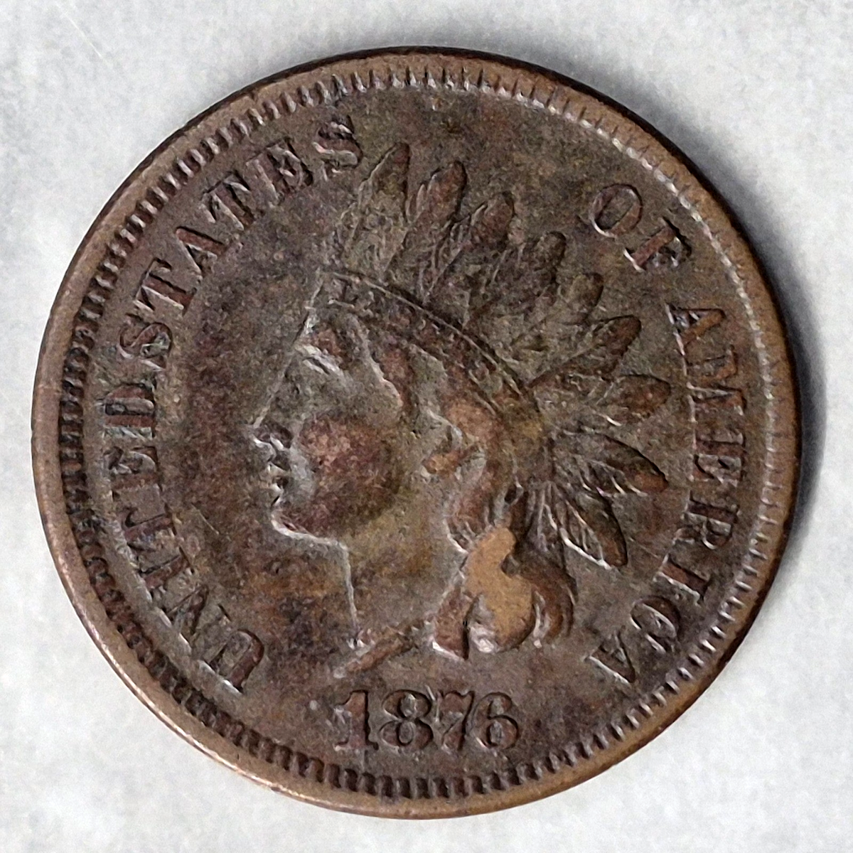 1876 Indian Head Cent Penny 1C VF Very Fine Semi Key Date Low Mintage Bronze