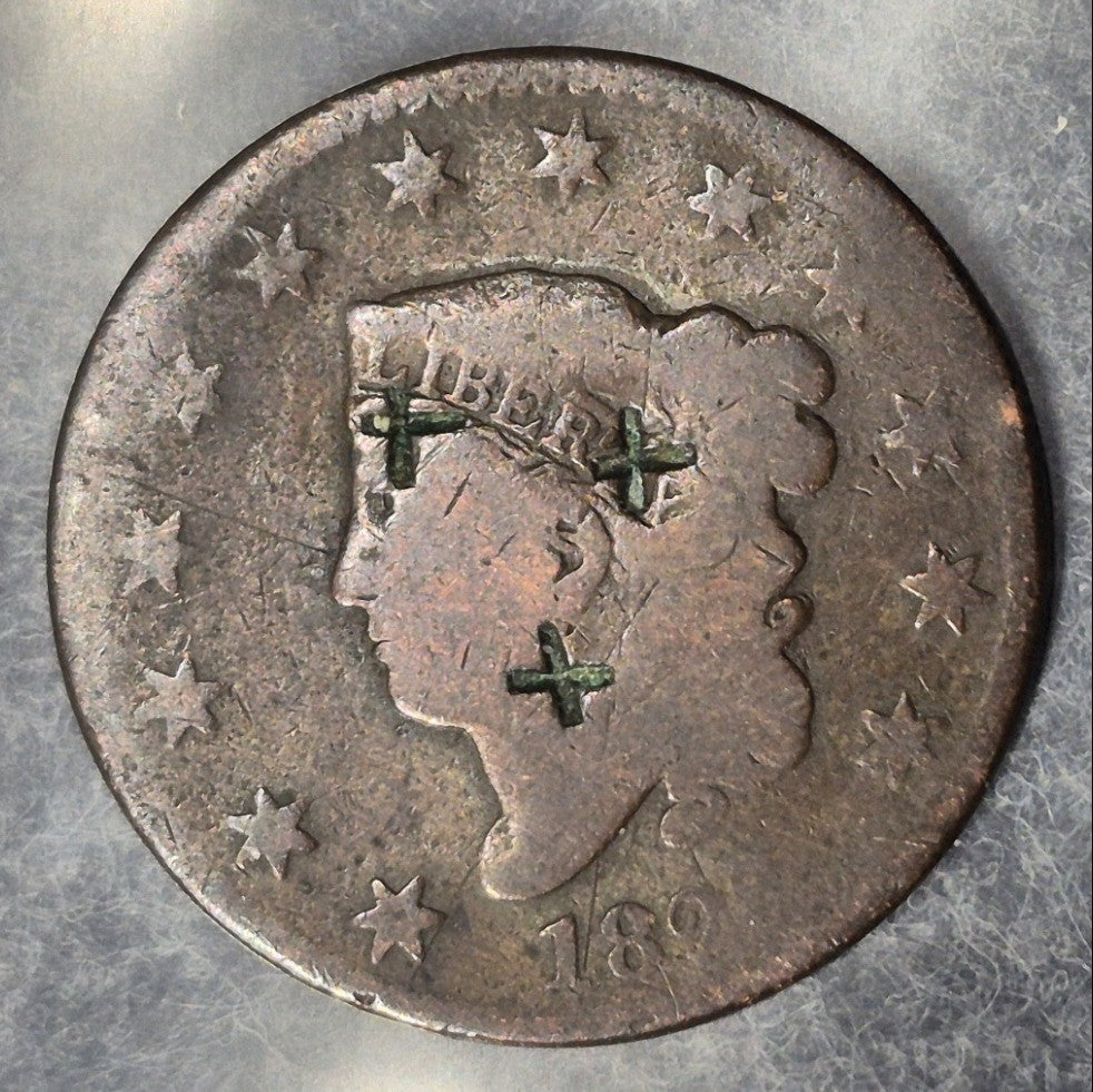 1822 Matron Head Large Cent Newcomb N-2 R-3 Scarce Variety Coronet Head AG