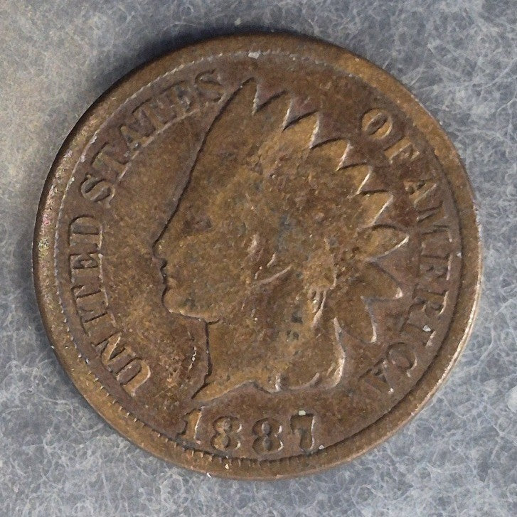 1887 Indian Head Cent Penny 1C Good Bronze Philadelphia US Coin 19th Century