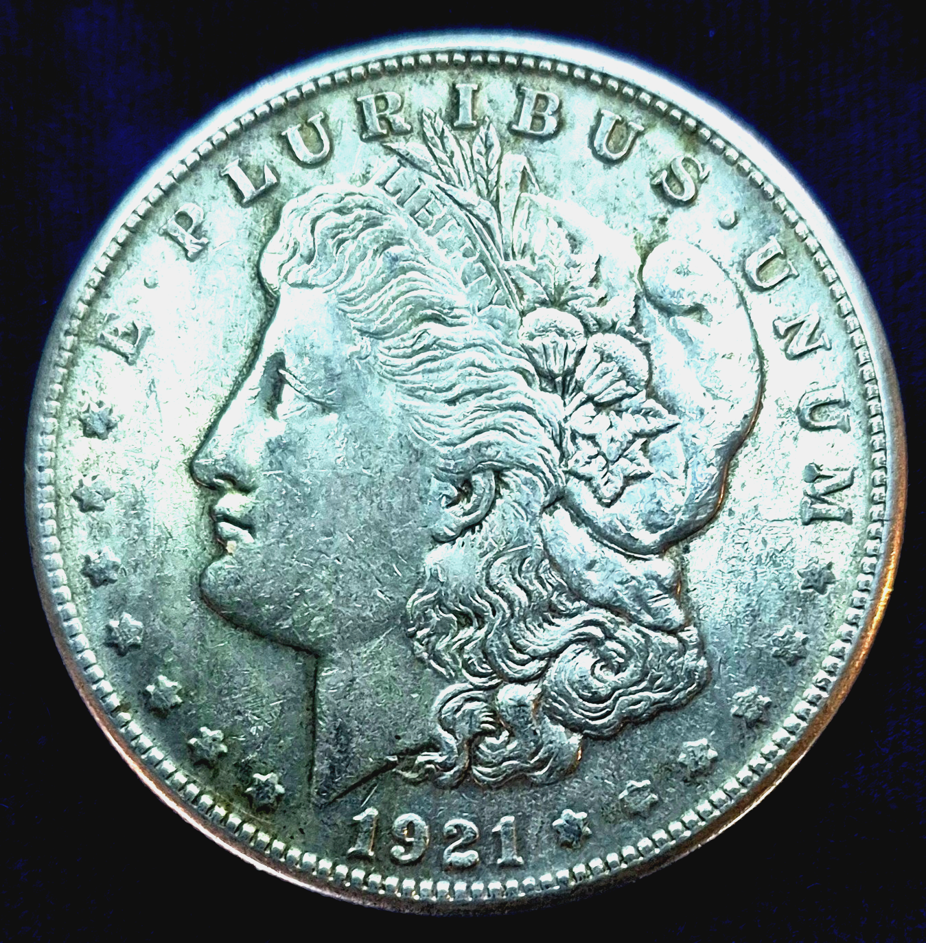 1921 Morgan Dollar PDS Set, 90% Silver, All With AU Circulated Features, (3) 1$