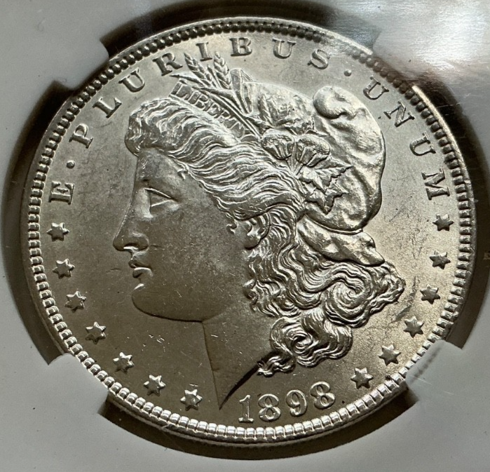 1898 Morgan 90% Silver Dollar Crisp Strike & Sharp, Strong MS Features BU Coin