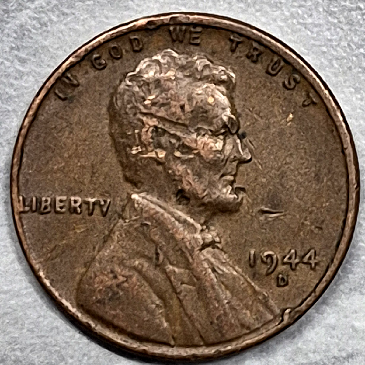 1944-D Lincoln Wheat Cent Denver Mint WWII Shell Case Wheat Penny Very Fine VF