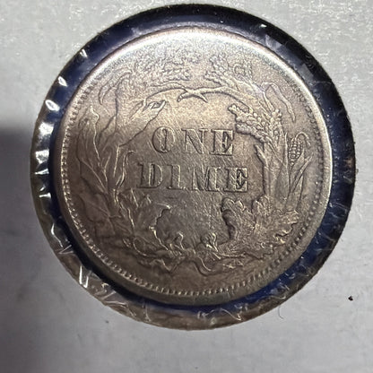 1876 P Seated Liberty 90% Silver Dime High Grade XF + Appearance VERY Nice Coin