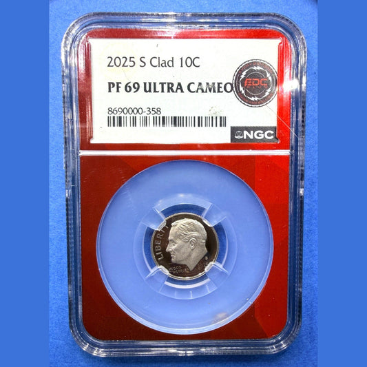 2025-S Roosevelt Dime Proof NGC PF69 Ultra Cameo Early Date Certified EDC Label