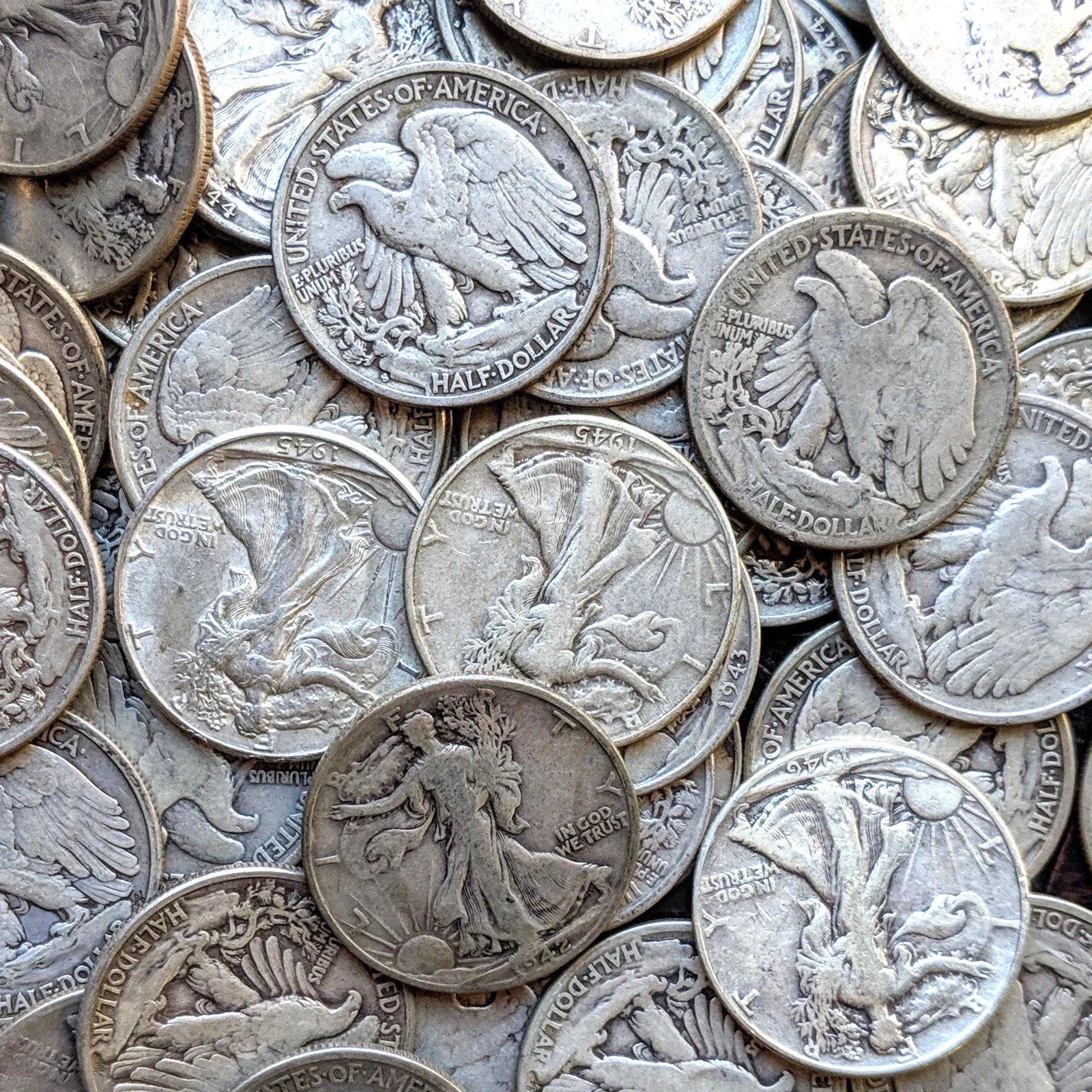 💰TYPE SET of {4} 90% SILVER Halves Walking Lib, Barber, JFK & Franklin $2 Face