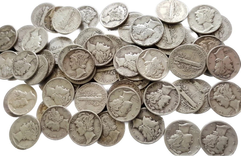 LOT of 3 ~ 90% Silver Mercury Dimes 1916-1945 G-VG Old U.S. Winged Liberty Coin