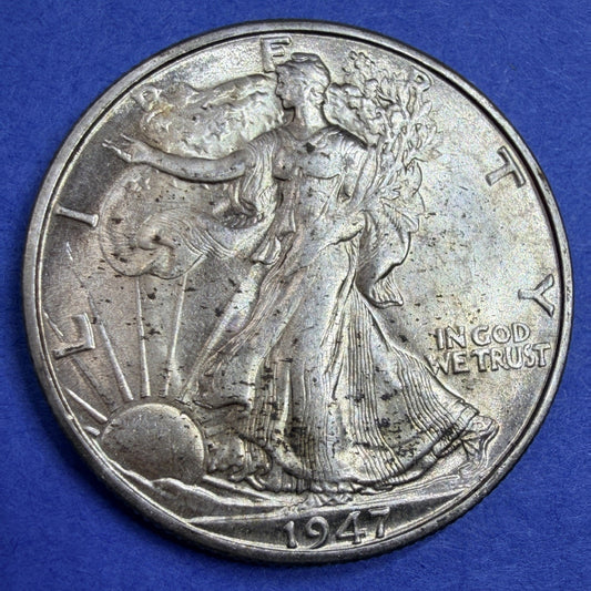 1947-D Walking Liberty Half Dollar 50C AU Last Year Semi Key 90% Silver Coin