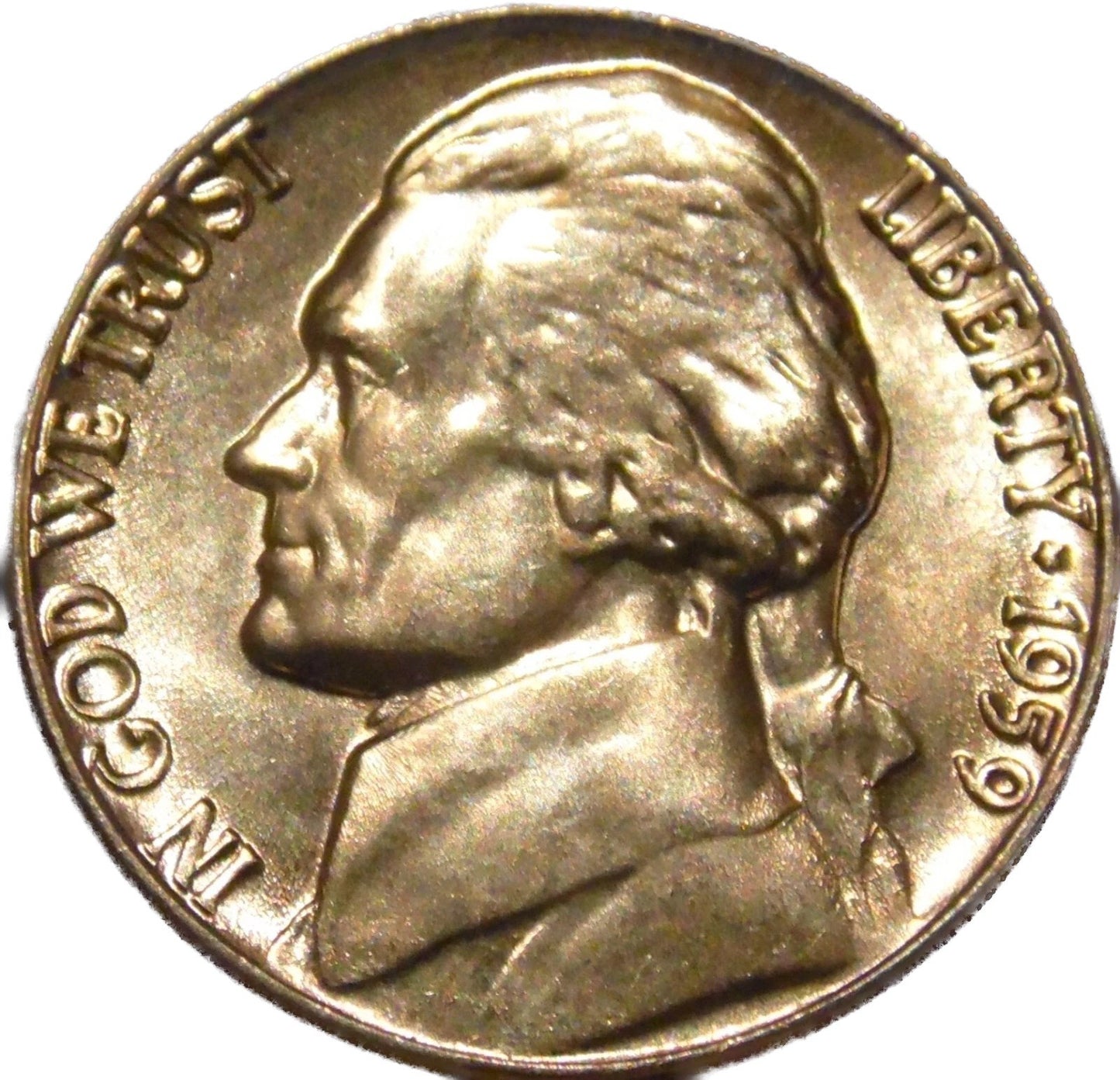 1959 P Gem BU Jefferson Nickel 5c Coin from Old Bank Wrapped Roll (OBW)