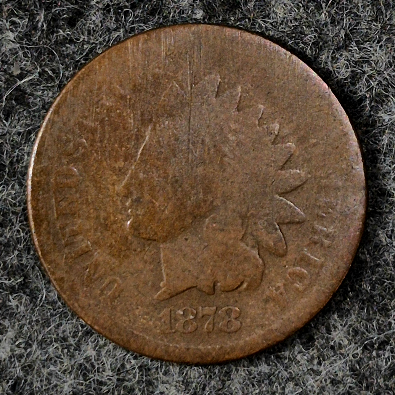 1878 Indian Head Cent Penny AG or Less Features, Hole Filler, Coin Pictured 1C