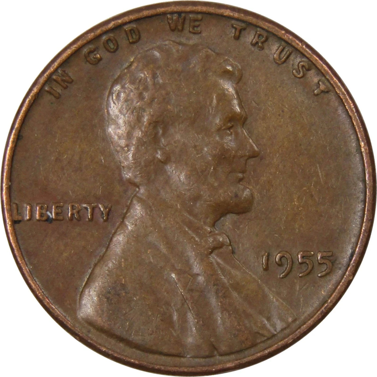 🔥 1955 Lincoln Wheat Cent Penny 1c Coin G-VG Average Circulated Condition