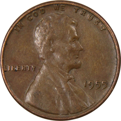 🔥 1955 Lincoln Wheat Cent Penny 1c Coin G-VG Average Circulated Condition