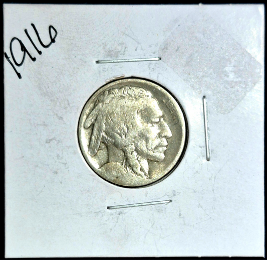 1916 Buffalo Nickel Nice G-VG Features Faint Date Partial Horn Better Date