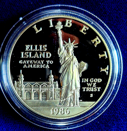 1986-S Proof 90% Silver Dollar Statue of Liberty Ellis Island GEM BU Mirror Like