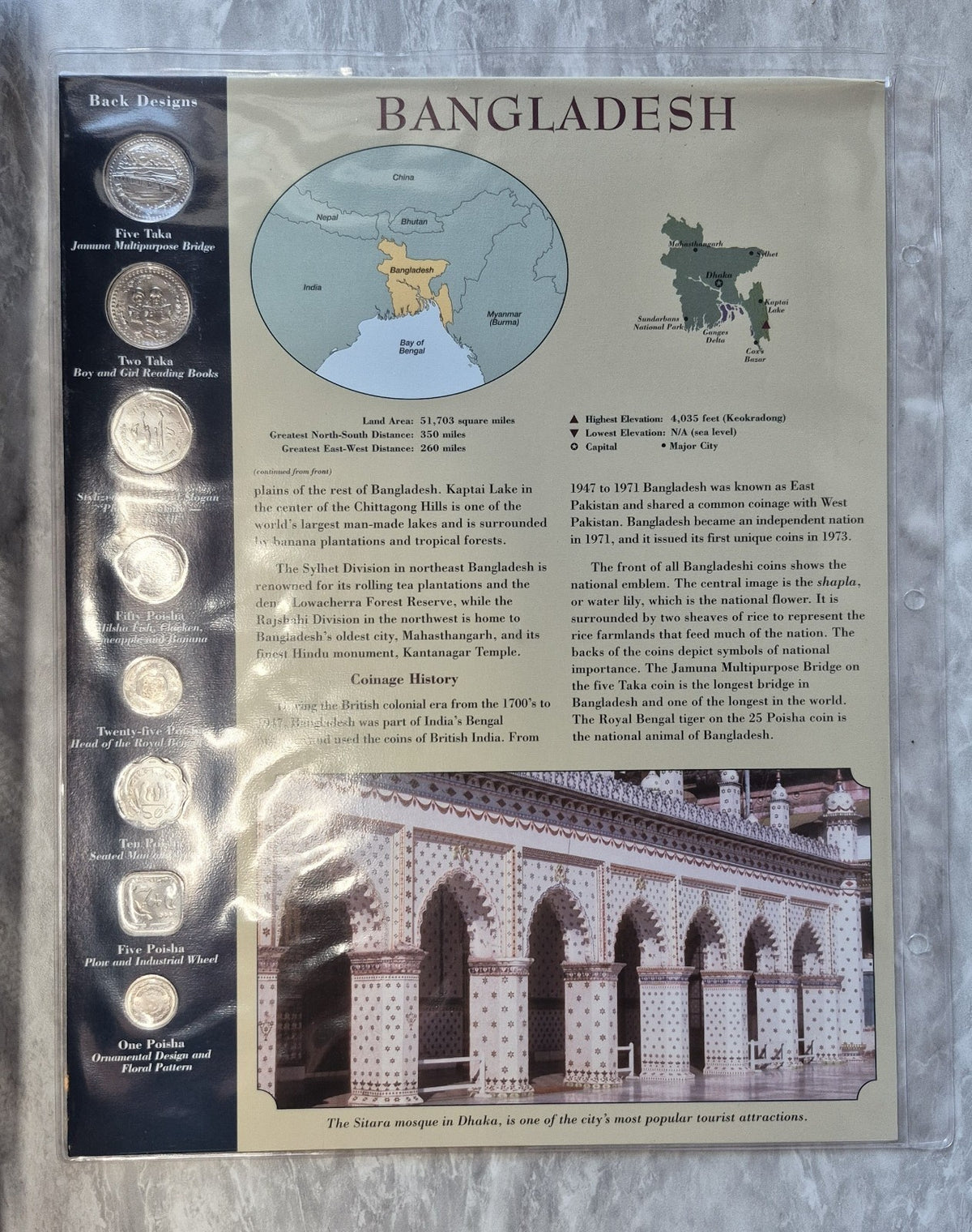 Bangladesh 8 Coin Set Sheet 1 5 10 25 50 Poisha 1 2 5 Taka Uncirculated Tiger