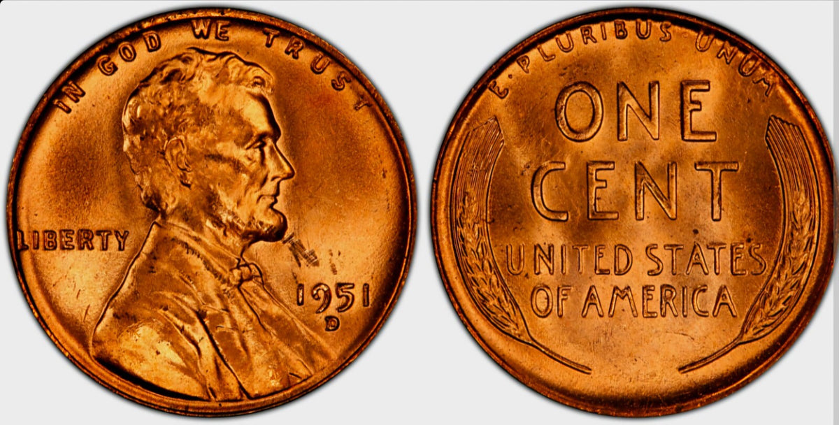 1951 D Wheat Cent BU Brilliant Uncirculated 1C Denver Fed🔥From OBW Bank Roll🔥