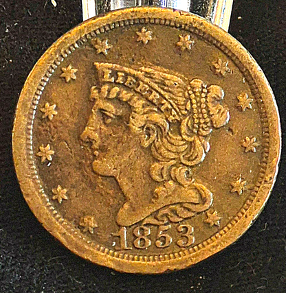 RARE 1853 Braided Hair Half Cent Strong XF Features (Only 3000 Survive Per PCGS)