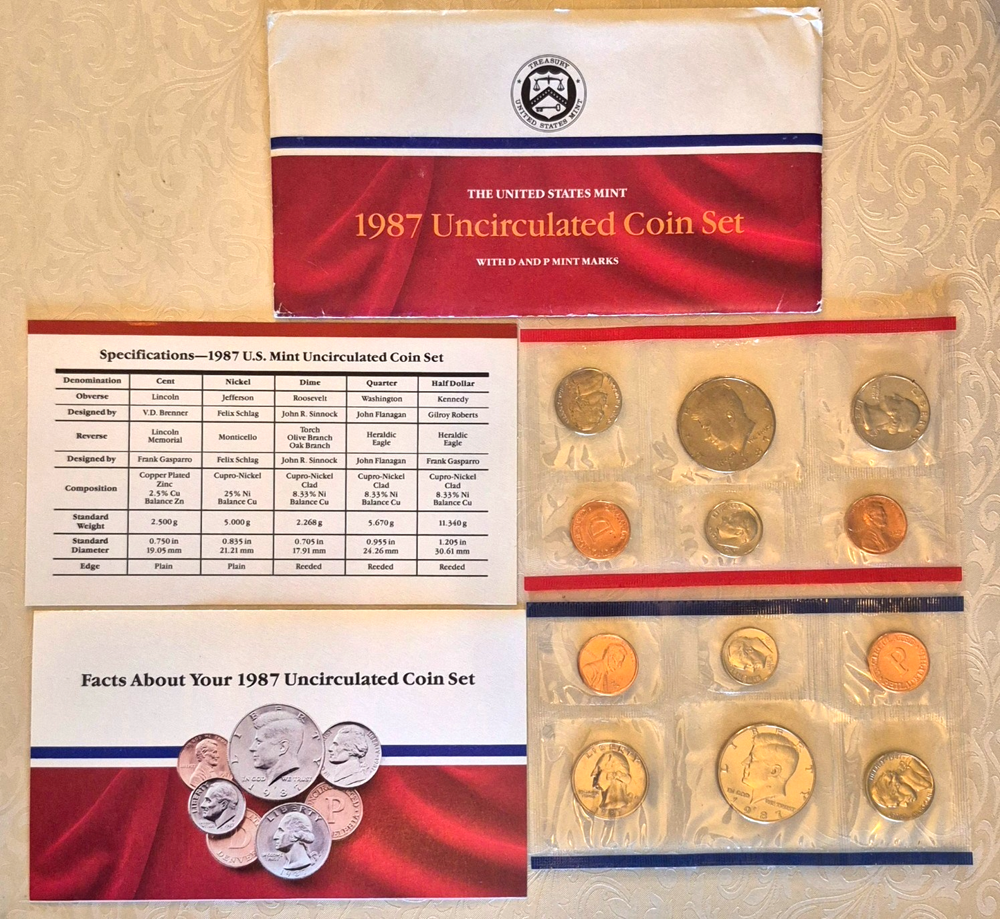 1987 P and D Annual United States Mint Uncirculated 10 Coin Set in OGP
