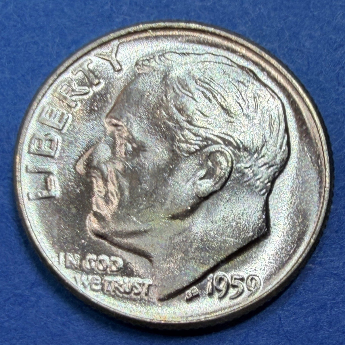 1959-D Roosevelt Dime 10C BU Uncirculated Toned 90% Silver Denver US Coin