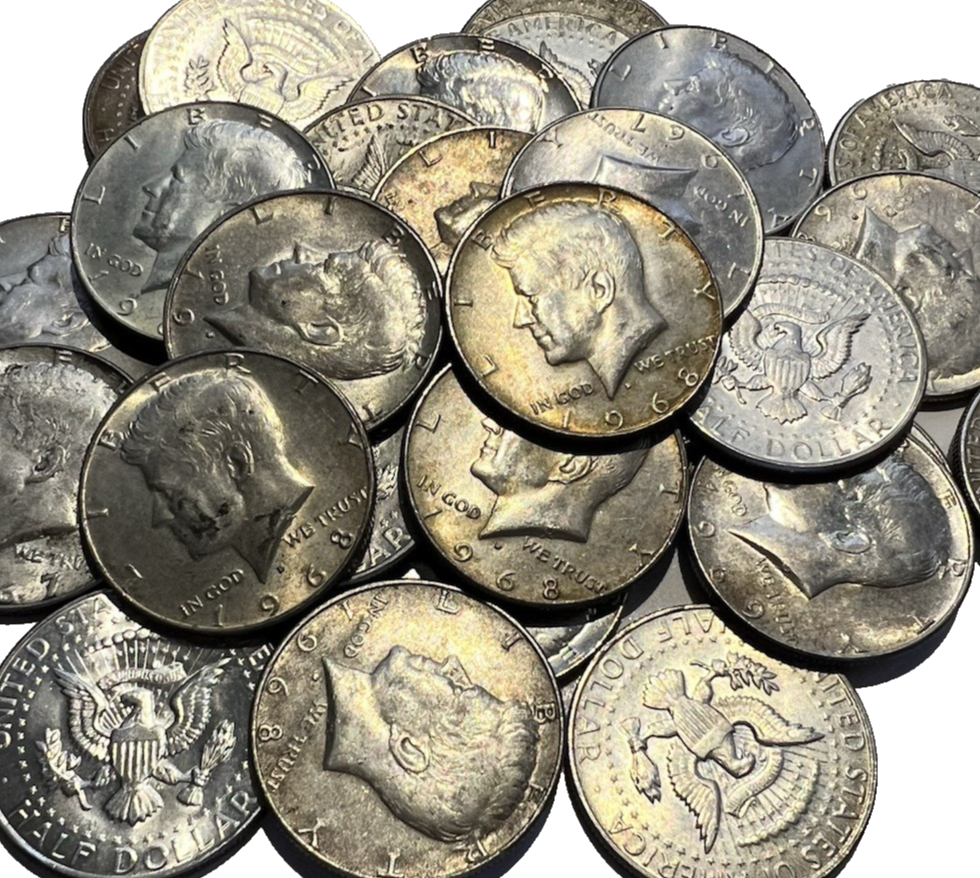 $1 Face Value - 40% Silver 1965-1970 Kennedy Half Dollars Average Circulated JFK