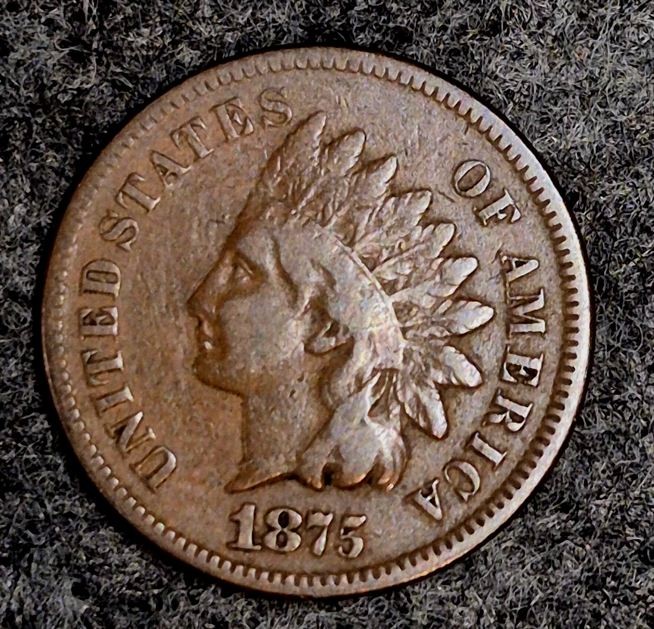 1875 Indian Head Cent Penny Fine Features Part Liberty, Receive Coin Pictured 1C