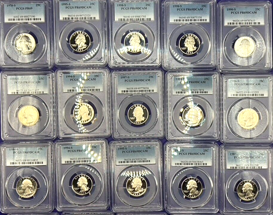 🔥 {LOT OF 20}  - PCGS Graded Washington Quarter PR69DCAM PROOF 25c Coins 🔥