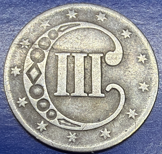 1851 Three 3 Cent Silver Trime - 3CS Type 1 Philadelphia Mint Fine Appearance