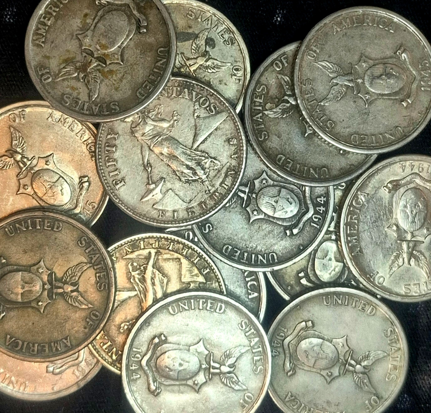 ☆1 Coin from Lot☆ 1944/1945 Philippines 50 Centavos .750 Silver Coin WWII Era