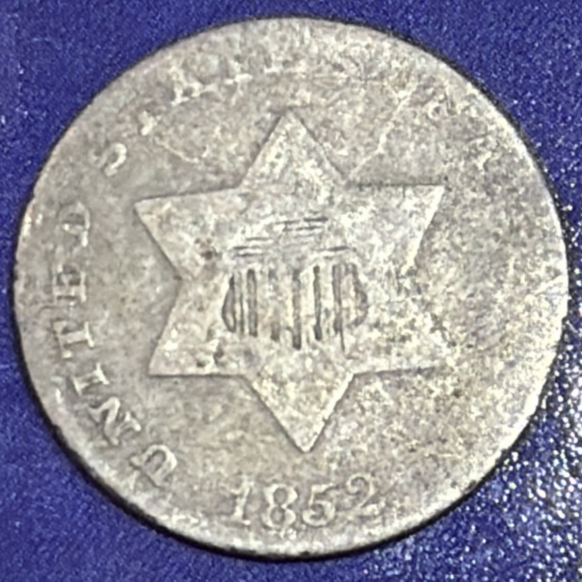 1852 Silver Three Cent Piece Trime 3C AG About Good 75% Silver US Coin...