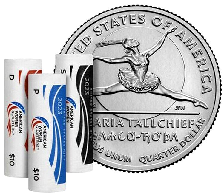 (3) Roll Set P/D/S 2023 MARIA TALLCHIEF Quarters US Mint  Unopened Box (23WRK)