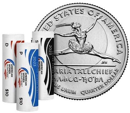 (3) Roll Set P/D/S 2023 MARIA TALLCHIEF Quarters US Mint  Unopened Box (23WRK)
