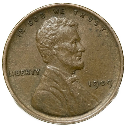1909 VDB Lincoln Wheat Cent FINE - VERY FINE CONDITION 1c Copper Penny F/VF