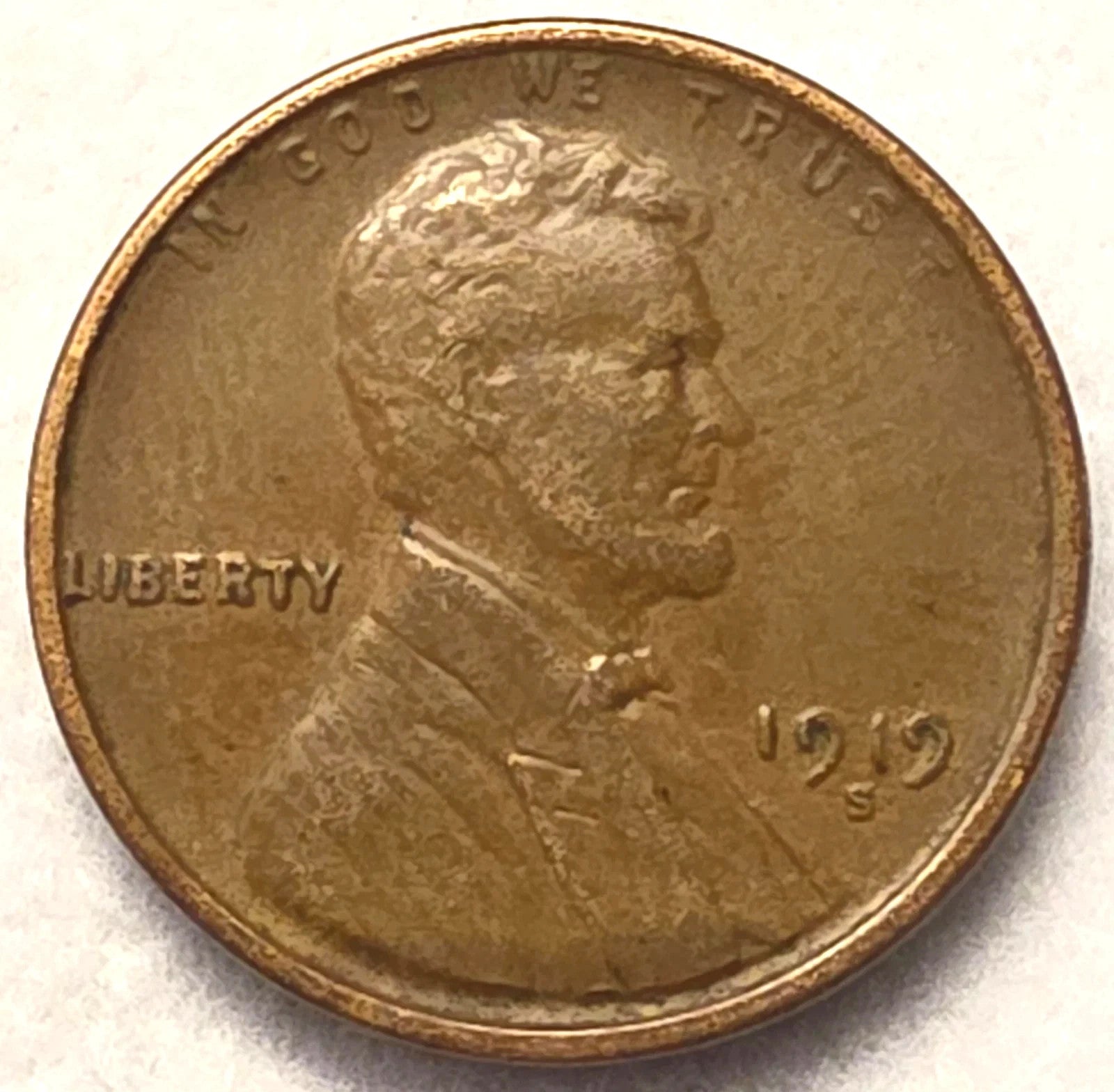 1919 S Lincoln Wheat Cent Good - Very Good (G-VG) Copper Average Circulated 1c