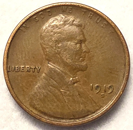 1919 S Lincoln Wheat Cent Good - Very Good (G-VG) Copper Average Circulated 1c