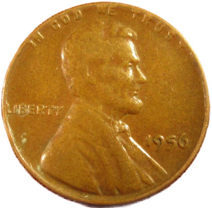 1956 Lincoln Cent Good - Very Good  (G-VG) Circulated Condition Copper Penny