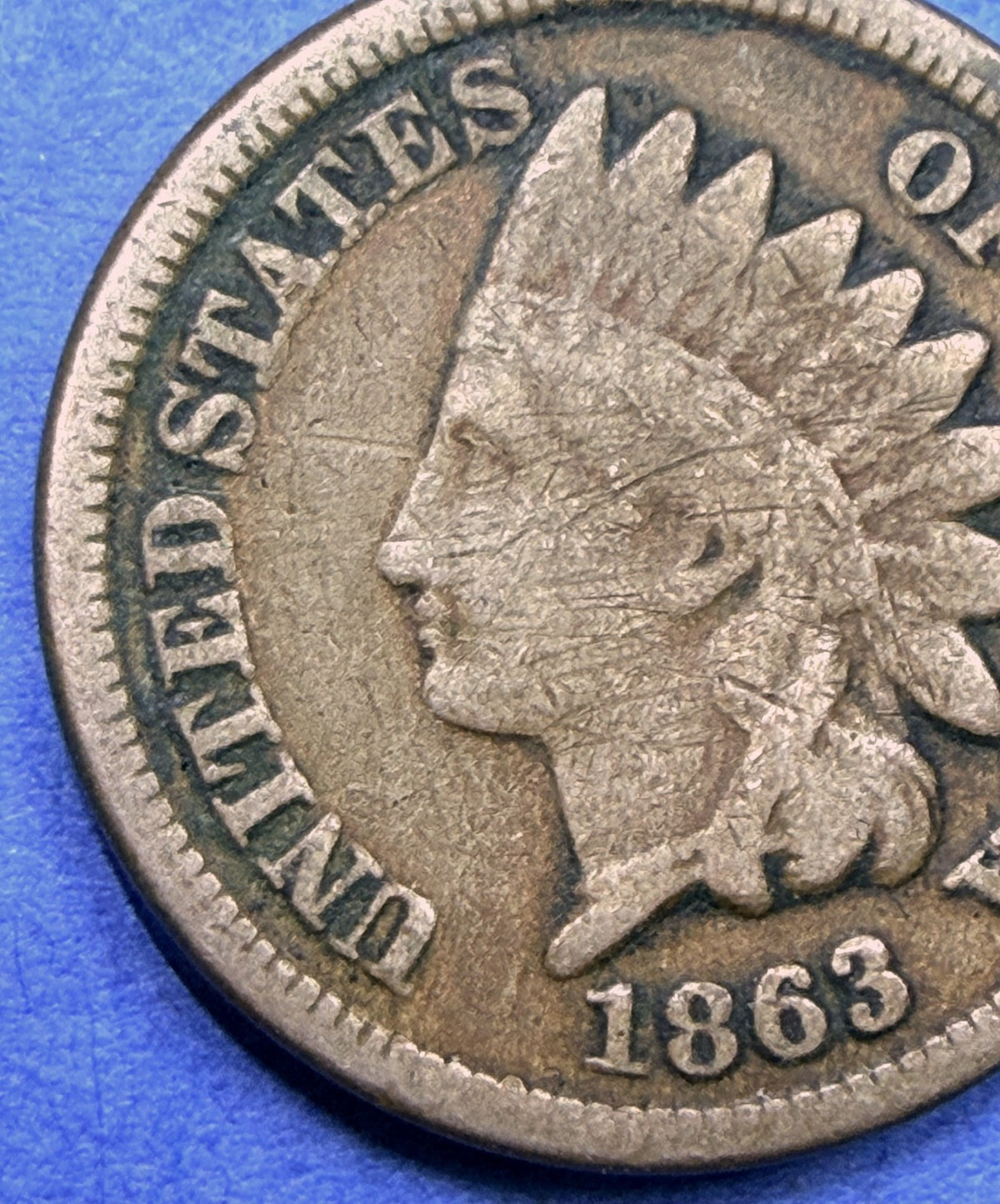 1863 Indian Head Cent 1C Copper Nickel Civil War Date VF Oak Wreath Shield Coin