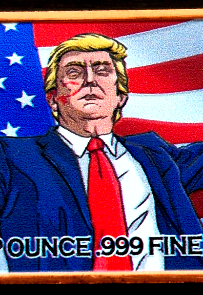 Lot of (12) 1 OZ Trump Colorized .999 Copper Bars, W/Tube, KO TRUMP WINS