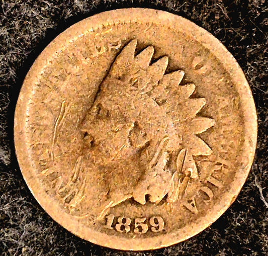 1859 Indian Head Cent First Year Good Features Laurel Wreath Reverse Coin Shown