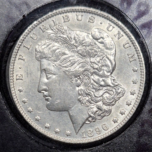 1896 P Morgan Silver Dollar $1 90% Silver Philadelphia Bright Lustrous AU+