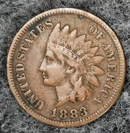 1883 Indian Head Cent Penny VF Features Part Liberty, Receive Coin Pictured 1C