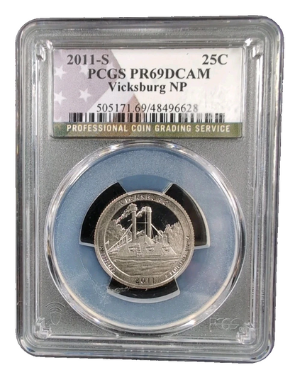 🔥 2011 S 25C VICKSBURG NP National Park Washington Quarter PCGS PR69DCAM