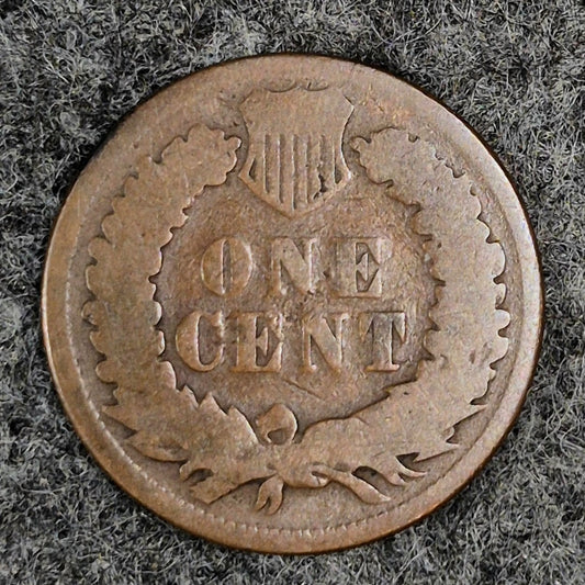 1875 Indian Head Cent Penny AG or Less Features, Hole Filler, Coin Pictured 1C